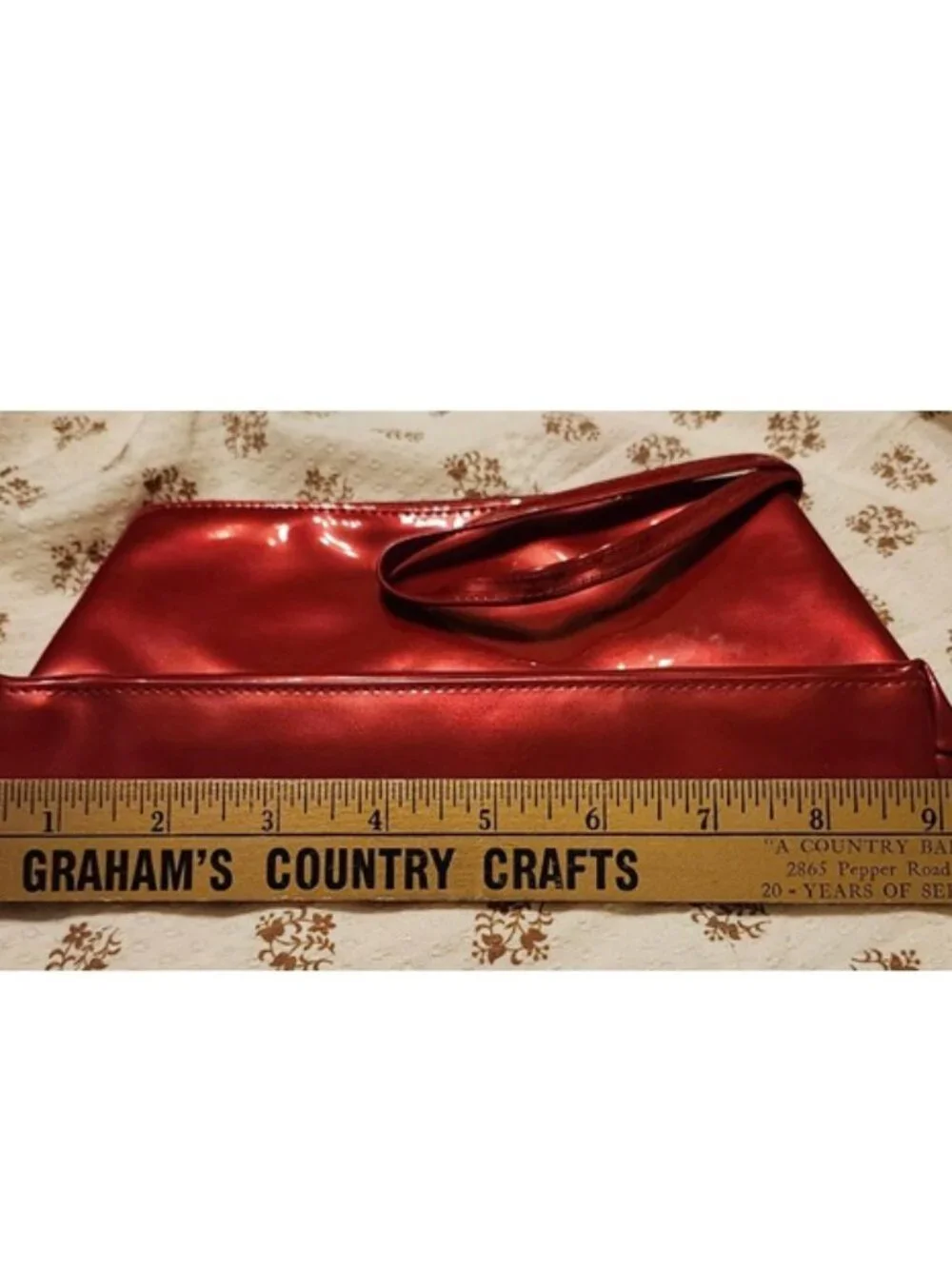 Red Glossy Synthetic Plastic Makeup Bag / Cosmetic Bag